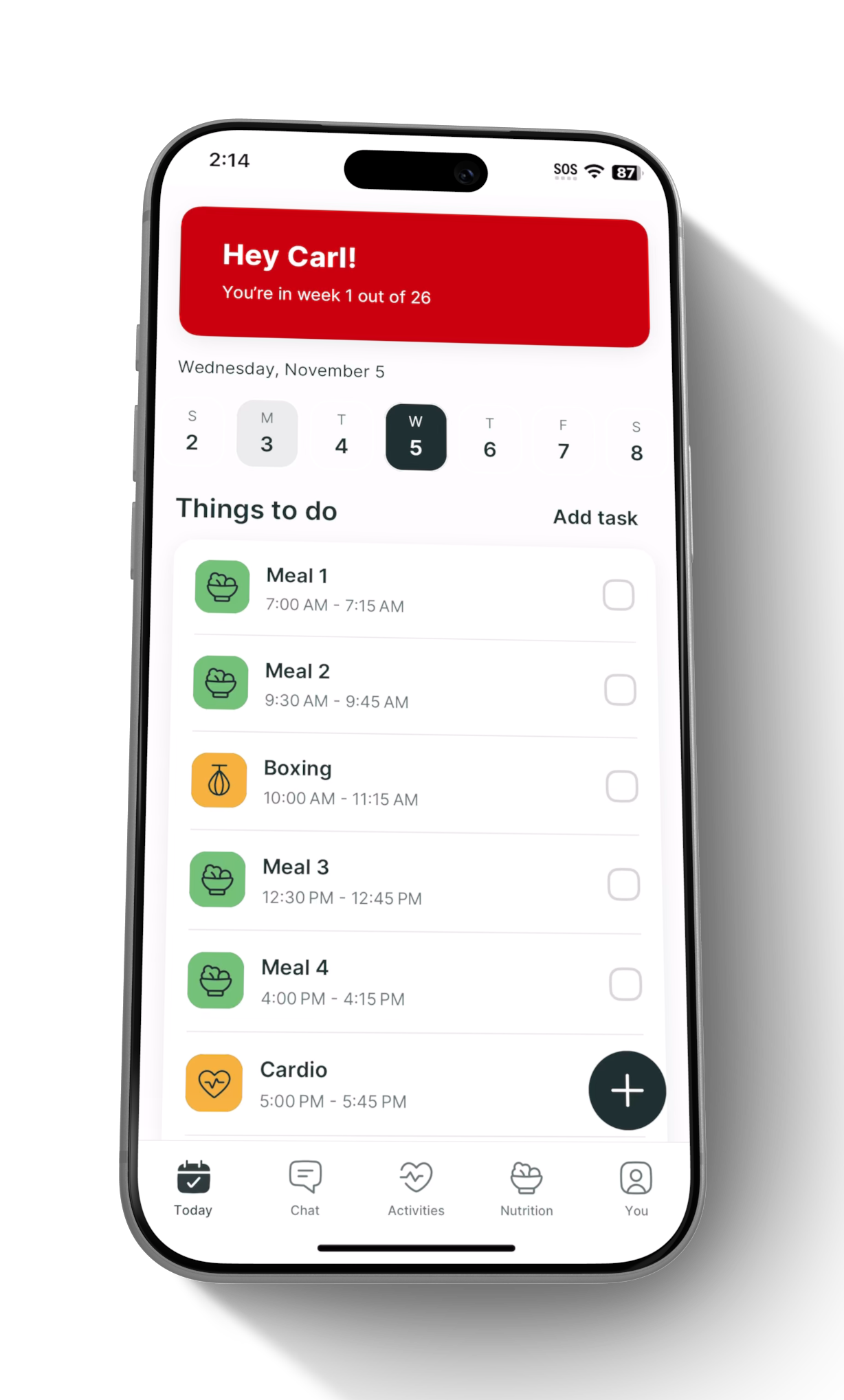 Phone displaying a to-do list app on a white background
